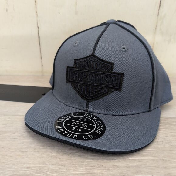 Harley Davidson Bar & Shield Fitted Hat Ensign Blue 97745-23VM S8ze 7-1/8" New - Picture 1 of 8